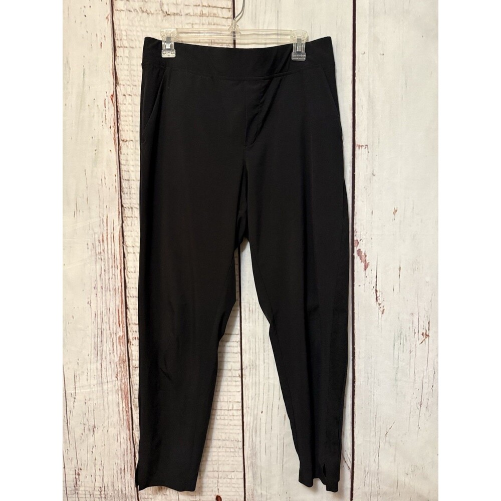 Athleta Brooklyn Mid Rise Ankle Pant Side Rib Pull On Pockets Black Size 10